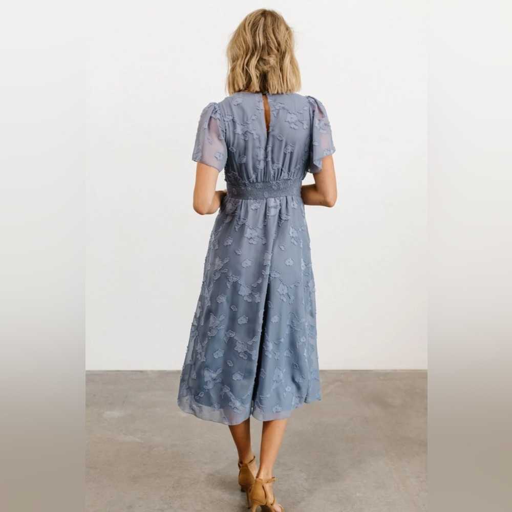 Baltic Born June Smocked Midi Dress Blue Medium New! - Picture 2 of 8
